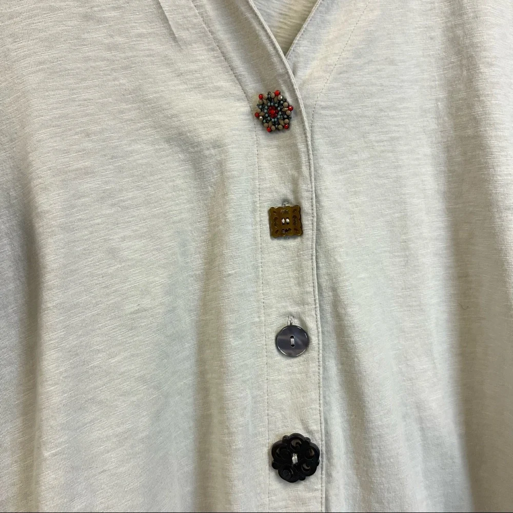 Soft surroundings Danielle button up tunic long sleeve cotton collared top small - Picture 2 of 11
